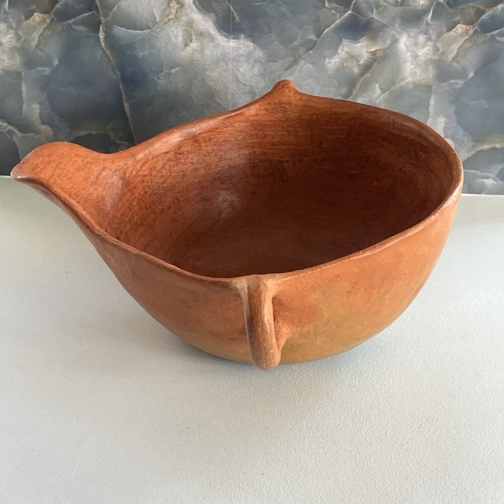 Handmade Terra-cotta Clay Art Pottery Handle Spout Bowl - Picture 2 of 12